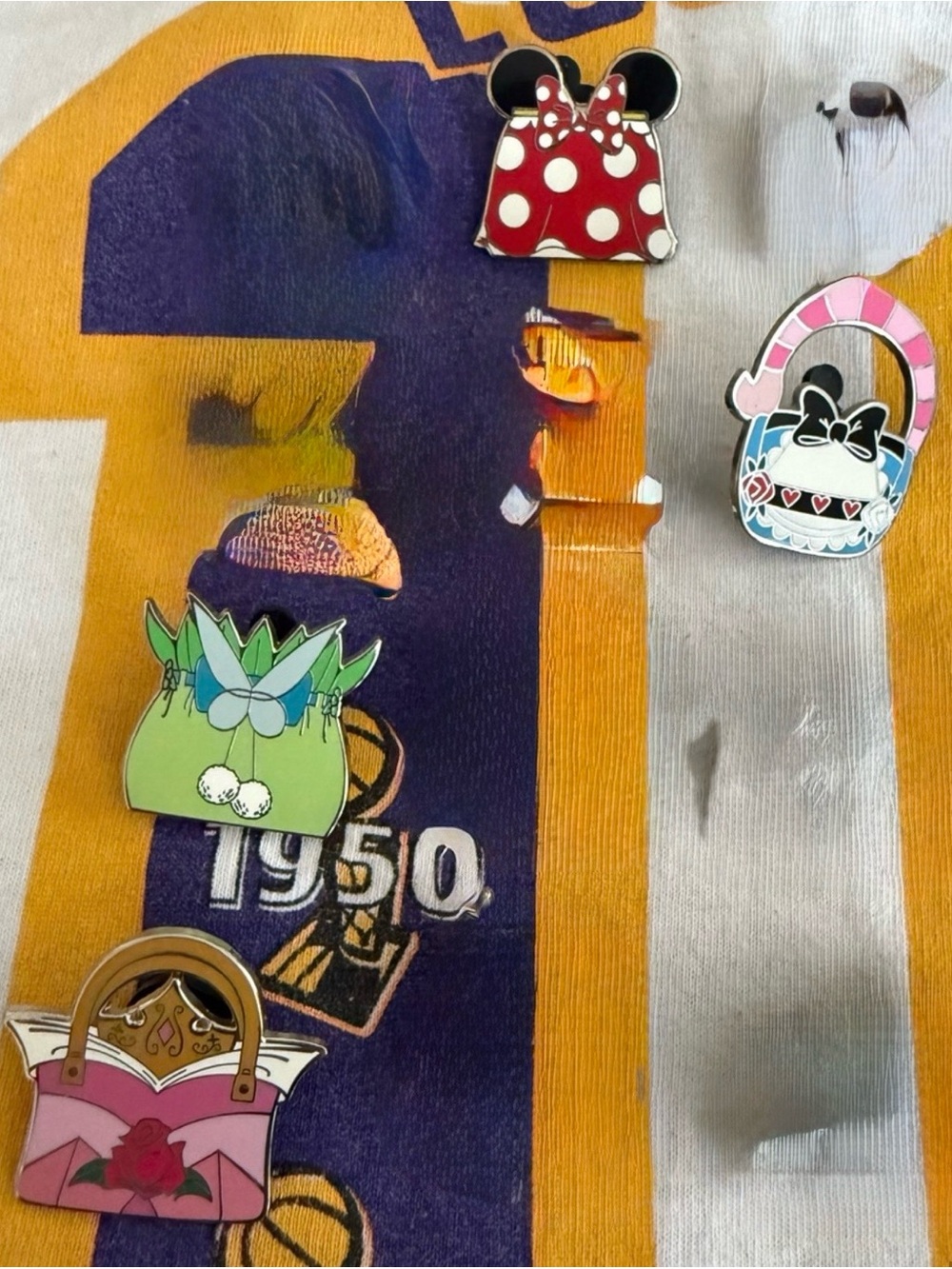 Disney Minnie & Character Purse Pins. Aurora, Tink, Alice & Minnie